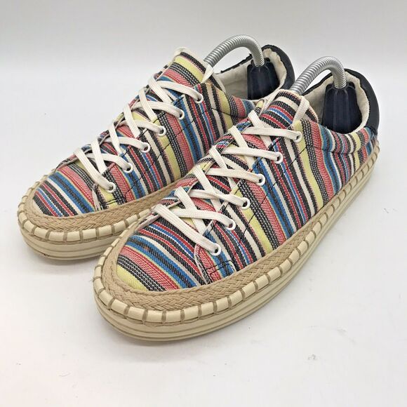 Sam Edelman Kavi Multicolor Striped Sneakers Women's 7M Lace Up Low Top Shoes - Picture 3 of 11